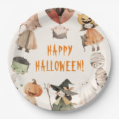 Schattige Happy Halloween Kinder Kostuum Party Papieren Bordje (Voorkant)