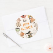 Schattige Happy Halloween Kinder Kostuum Party Ronde Sticker (Envelop)
