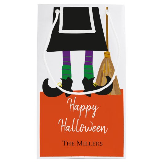 Schattige Happy Halloween Witch Legs Gepersonalise Klein Cadeauzakje (Achterkant)