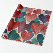 Schattige Happy Hearts Cadeaupapier (Uitgerold)