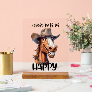 Schattige Happy Horse Word Art Acryl Bord