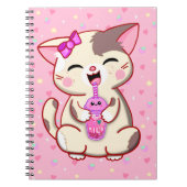 Schattige Happy Kat Roze Strawberry Milk Notitiebo Notitieboek (Voorkant)