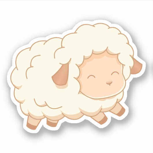 Schattige Happy Little Sheep Sticker (Voorkant)