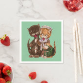 Schattige Happy Male Vrouw Cats Sharing Rats Servetten (Insitu)