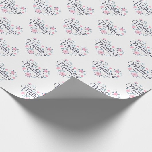 Schattige Happy Moederdag bloemenhart betegeld Cadeaupapier (Hoek)