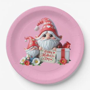 Schattige Happy Moederdag gnome-etentje Papieren Bordje