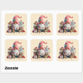 Schattige Happy Moederdag gnome Square Vierkante Sticker (Vel)