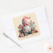 Schattige Happy Moederdag gnome Square Vierkante Sticker (Envelop)