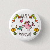 Schattige Happy Moederdag Pin-Button Ronde Button 3,2 Cm (Voorkant)