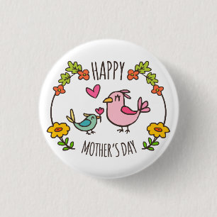 Schattige Happy Moederdag Pin-Button Ronde Button 3,2 Cm