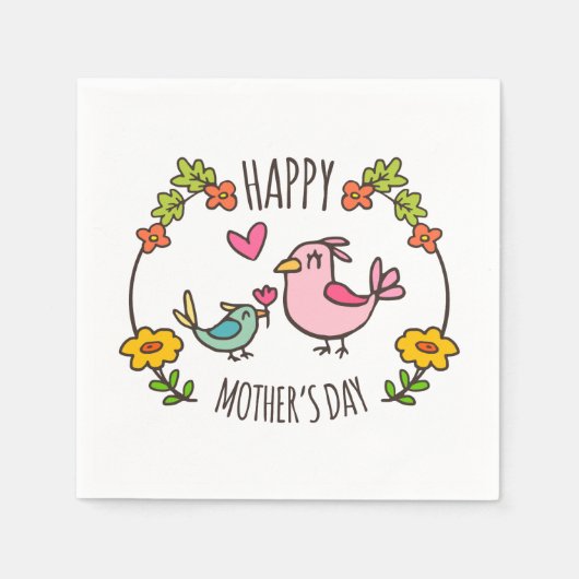 Schattige Happy Moederdag | Servet (Voorkant)