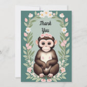 Schattige Happy Monkey Flat Dank u kaart (Voorkant)