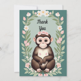 Schattige Happy Monkey Flat Dank u kaart