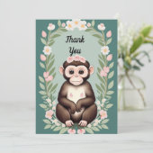 Schattige Happy Monkey Flat Dank u kaart (Staand voorkant)