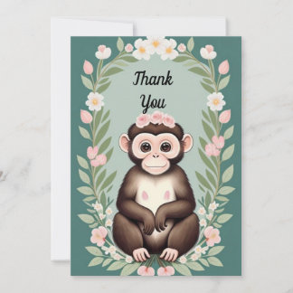 Schattige Happy Monkey Flat Dank u kaart