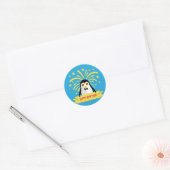 Schattige Happy New Year Penguin met Fireworks Ronde Sticker (Envelop)