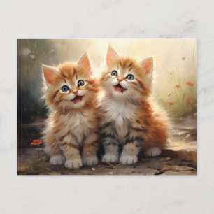 Schattige Happy Oranje Tabby Kittens Briefkaart