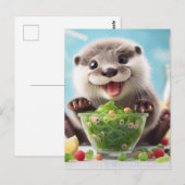 Schattige Happy Otter Het maken van een salade Briefkaart (Voorkant / Achterkant)
