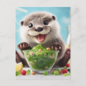 Schattige Happy Otter Het maken van een salade Briefkaart (Voorkant)