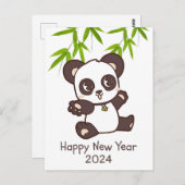 Schattige Happy Panda Bamboo Nieuwjaar Briefkaart (Voorkant / Achterkant)