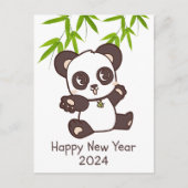 Schattige Happy Panda Bamboo Nieuwjaar Briefkaart (Voorkant)