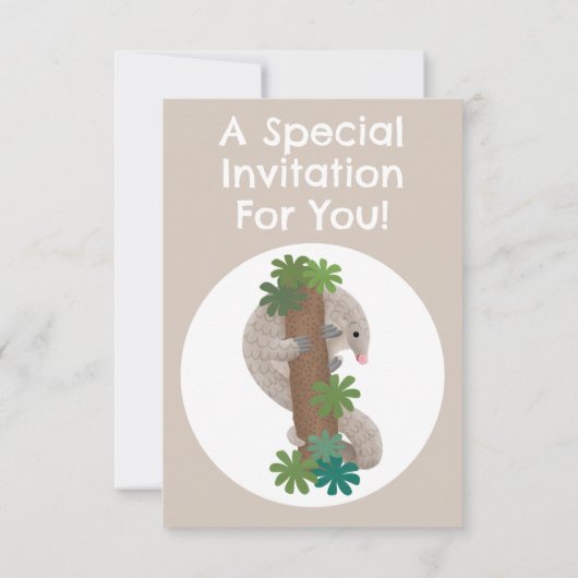 Schattige Happy Pangolin Anteater Gepersonaliseerd Kaart (Achterkant)