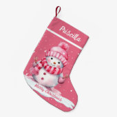 Schattige Happy Pink Snow Vrolijk kerstfeest Kleine Kerstsok (Voorkant (Hangend))