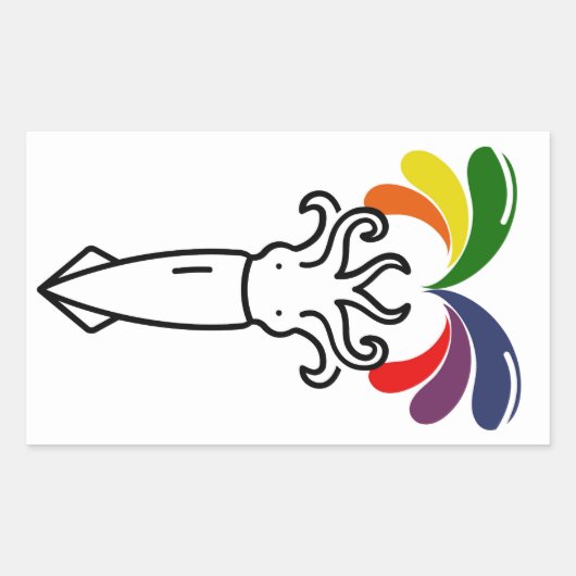 Schattige Happy Rainbow Gay Pride Squid LGBTQ2S+ Rechthoekige Sticker (Voorkant)