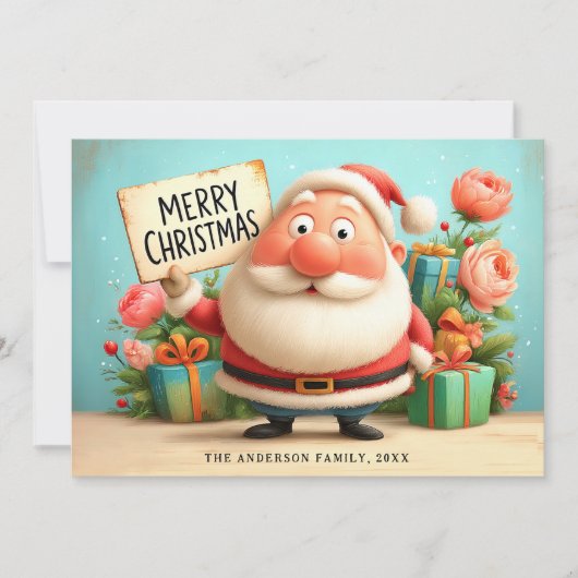 Schattige Happy Santa vrolijk kerstfeest Feestdagenkaart (Voorkant)