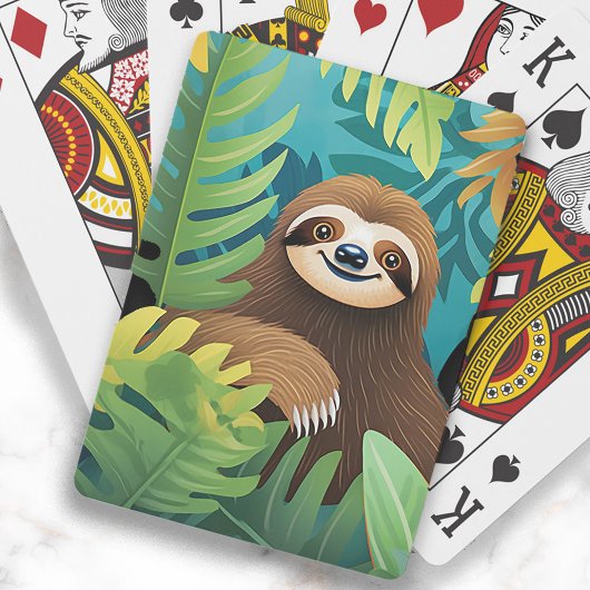 Schattige Happy Sloth Oerwoud schilderij Pokerkaarten