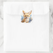 Schattige Happy Smiling Brown Fennec Fox Vierkante Sticker (Tas)
