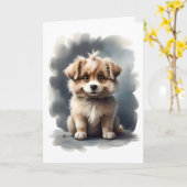Schattige Happy Smiling Puppy Blank Wenskaart Kaart (Gele Bloem)
