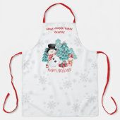 Schattige Happy Snowman Christmas Granny Baking Schort (Voorkant)