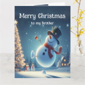 Schattige Happy Snowman Hot Chocolate Christmas Kaart (Gele Bloem)