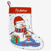 Schattige Happy Snowman Northpole Kleine Kerstsok (Voorkant)