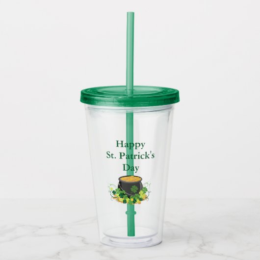 Schattige Happy St. Patrick's Day Pot of Gold Acryl Drinkbeker (Voorkant)