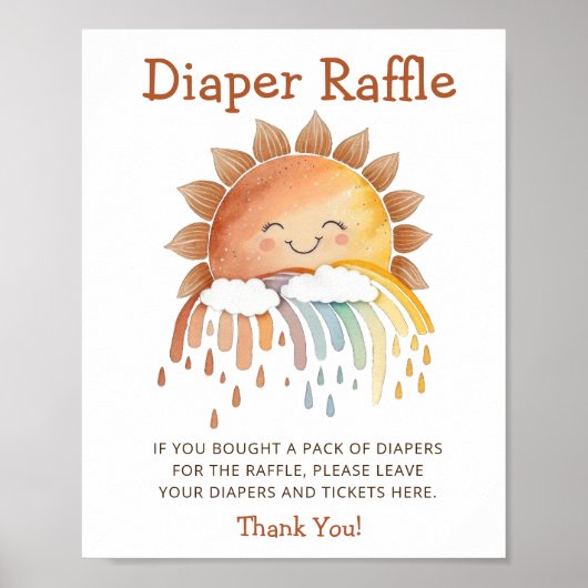 Schattige Happy Sunshine Luier Raffle Baby shower  Poster (Voorkant)