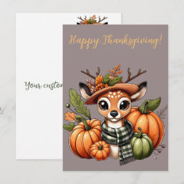 Schattige Happy Thanksgiving Herten Waterverf Kaar