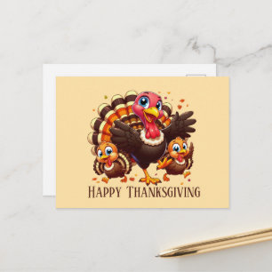 Schattige Happy Thanksgiving kalkoen Feestdagenkaart