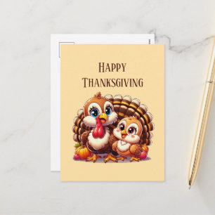 Schattige Happy Thanksgiving kalkoen Feestdagenkaart