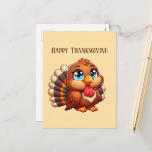 Schattige Happy Thanksgiving kalkoen  Feestdagenkaart