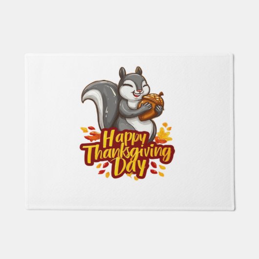 Schattige Happy Thanksgiving Squirrel Classic T-sh Deurmat (Voorkant)