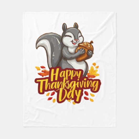 Schattige Happy Thanksgiving Squirrel Classic T-sh Fleece Deken (Voorkant)