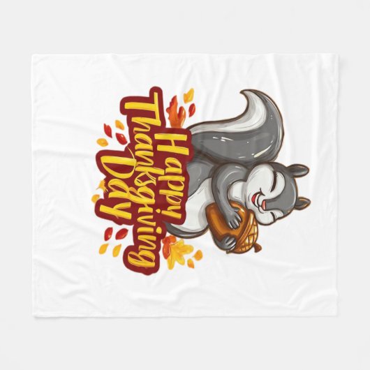 Schattige Happy Thanksgiving Squirrel Classic T-sh Fleece Deken (Voorkant (Horizontaal))