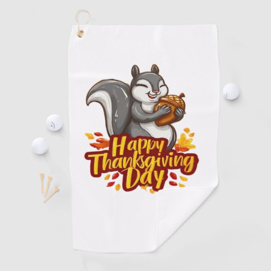 Schattige Happy Thanksgiving Squirrel Classic T-sh Golfhanddoek (Insitu)