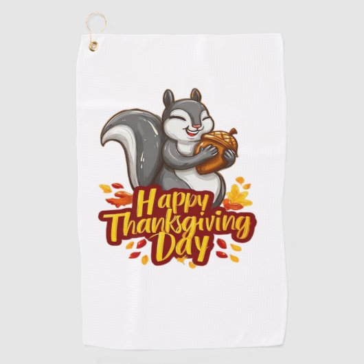 Schattige Happy Thanksgiving Squirrel Classic T-sh Golfhanddoek (Voorkant)