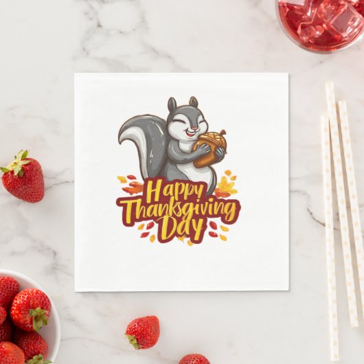 Schattige Happy Thanksgiving Squirrel Classic T-sh Servet (Insitu)