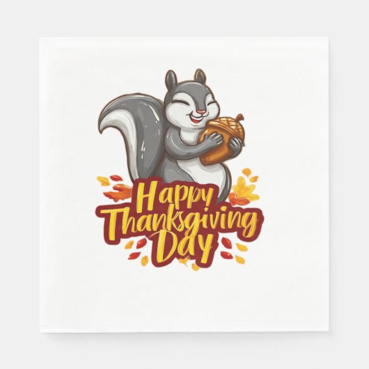Schattige Happy Thanksgiving Squirrel Classic T-sh Servet (Voorkant)
