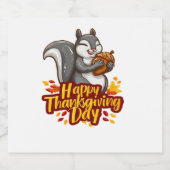 Schattige Happy Thanksgiving Squirrel Classic T-sh Sparkling Wijnetiket (Enkel label)