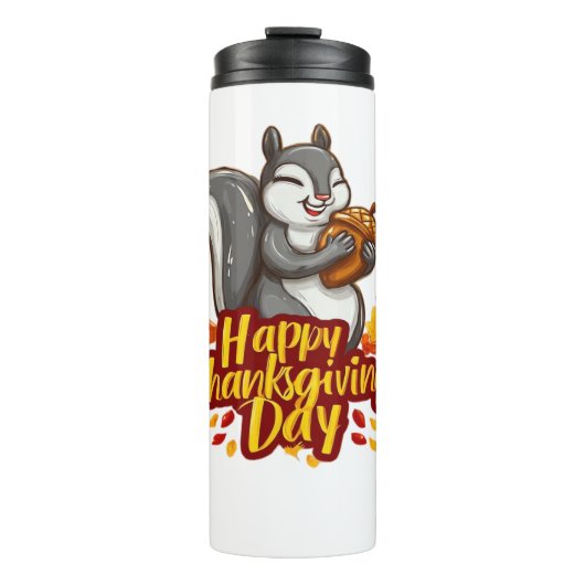 Schattige Happy Thanksgiving Squirrel Classic T-sh Thermosbeker (Voorkant)